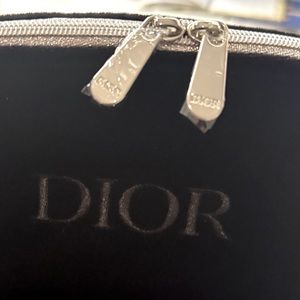 Dior black velvet cosmetic pouch